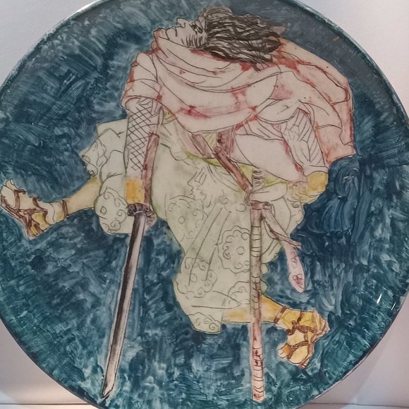 Young Samurai Hand Painted Plate - Vintage 1979 Signed- Artist L.P. Cole - Picture 4 of 15
